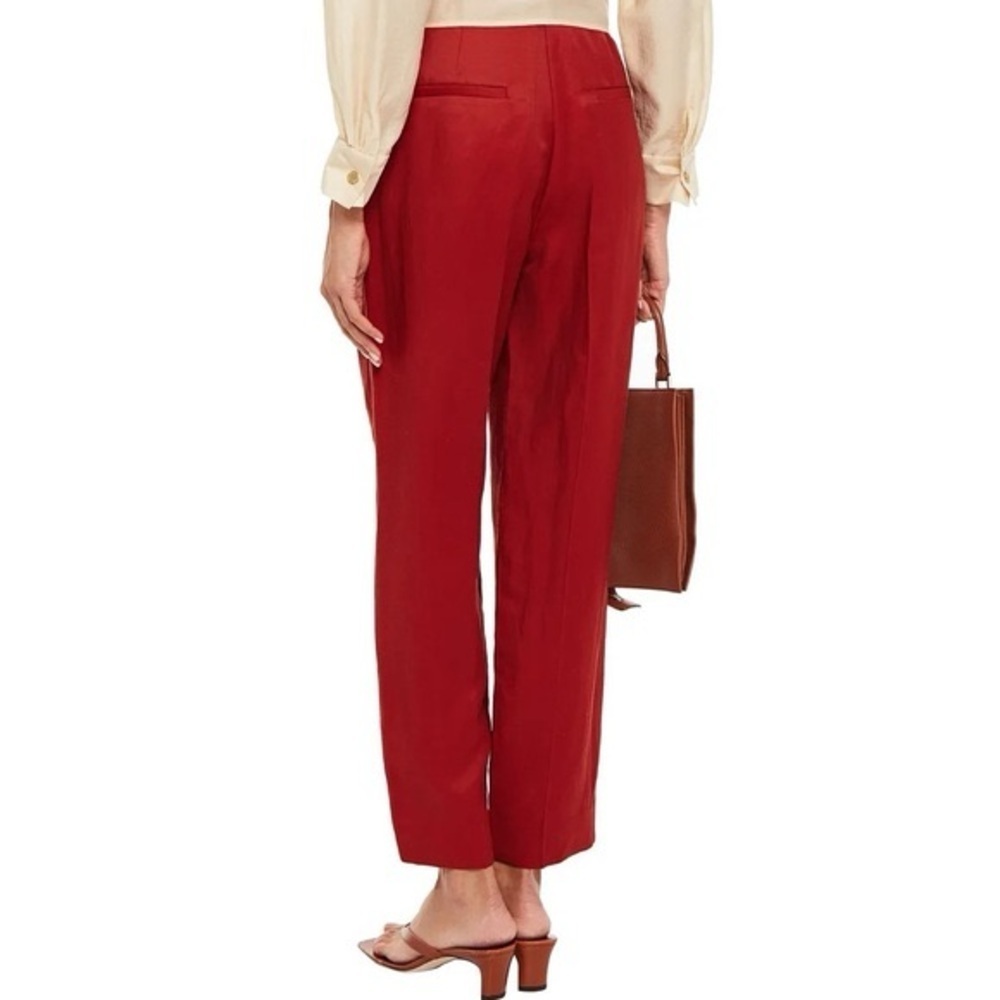 Sandro terracotta red Betty high waist linen blend ankle pants - size 2 (34) - Picture 2 of 10